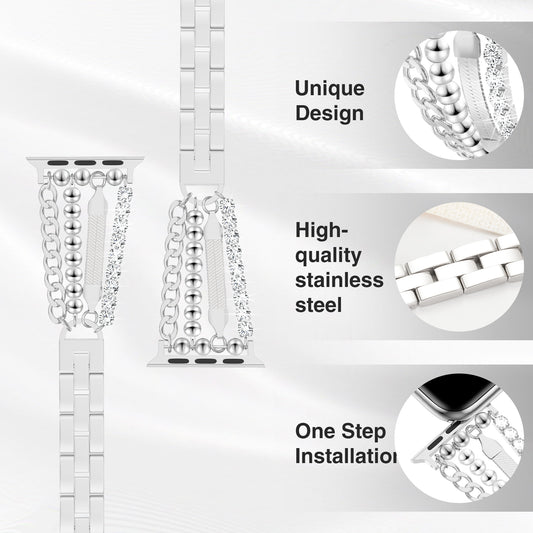 Skimemry Women’s Slim Gold Stainless Steel Chain Band Compatible with Apple Watch Series 1–10/SE (38/40-42/44-46mm)