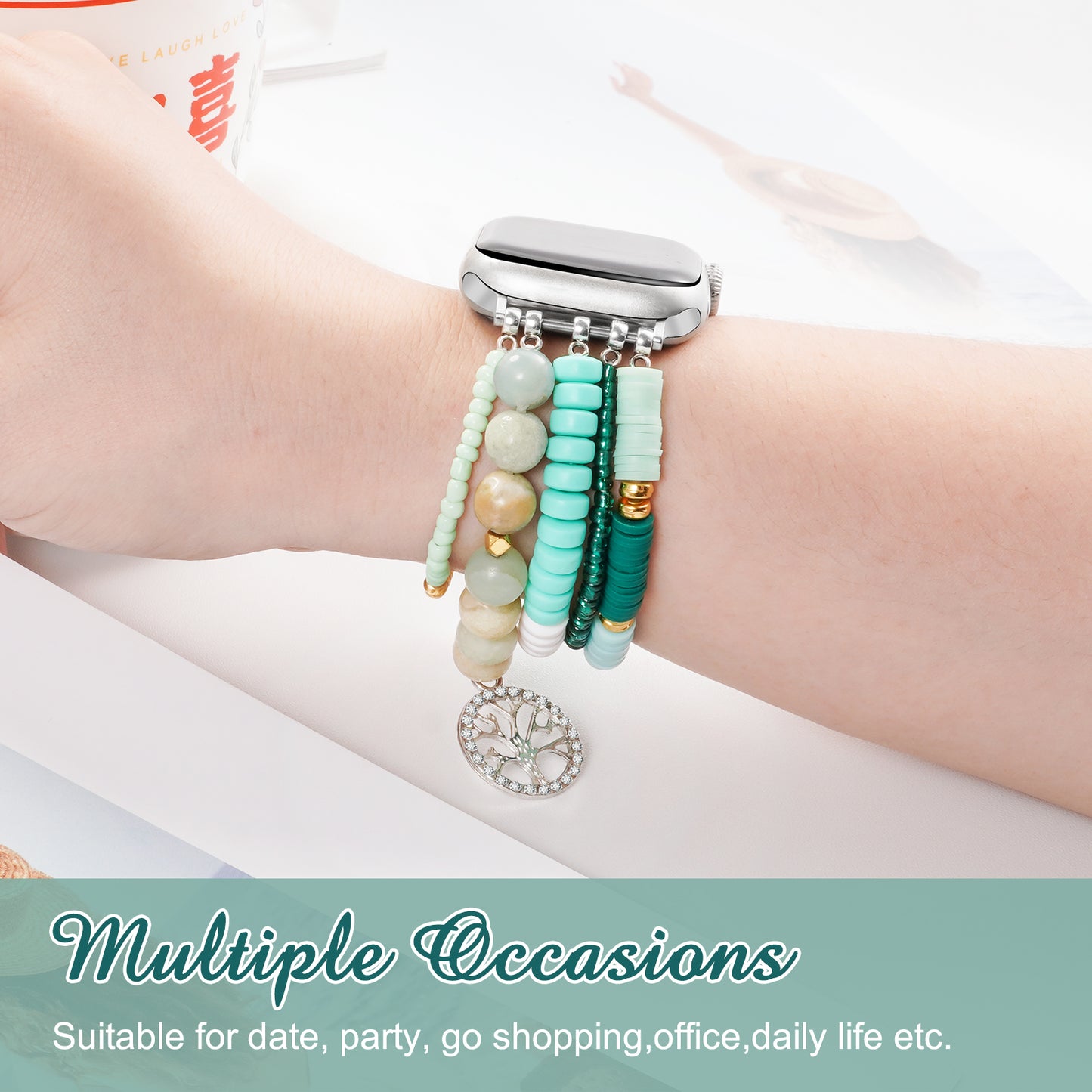 Beaded Watch Band Compatible with Apple Watch Series 1-10 (38/40-42/44-46/49mm)