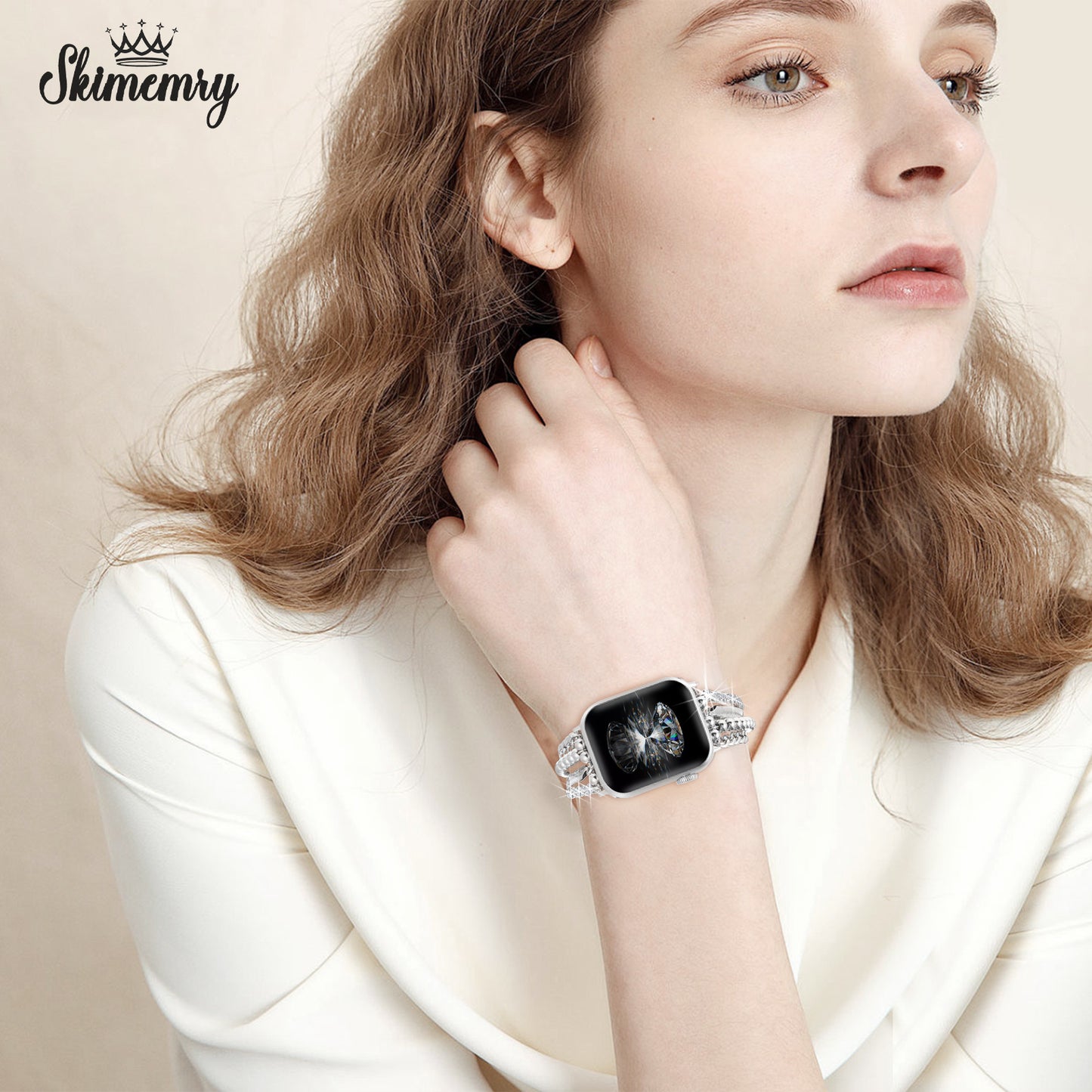 Skimemry Gold Chain Compatible for Apple Watch Band 41mm 40mm 38mm 42mm 44mm 45mm 46mm, Gold Apple Watch Bands for Women Slim Gold Chain Apple Watch Band Series 10 9 8 7 SE 6 5 4 3 Series 2 1