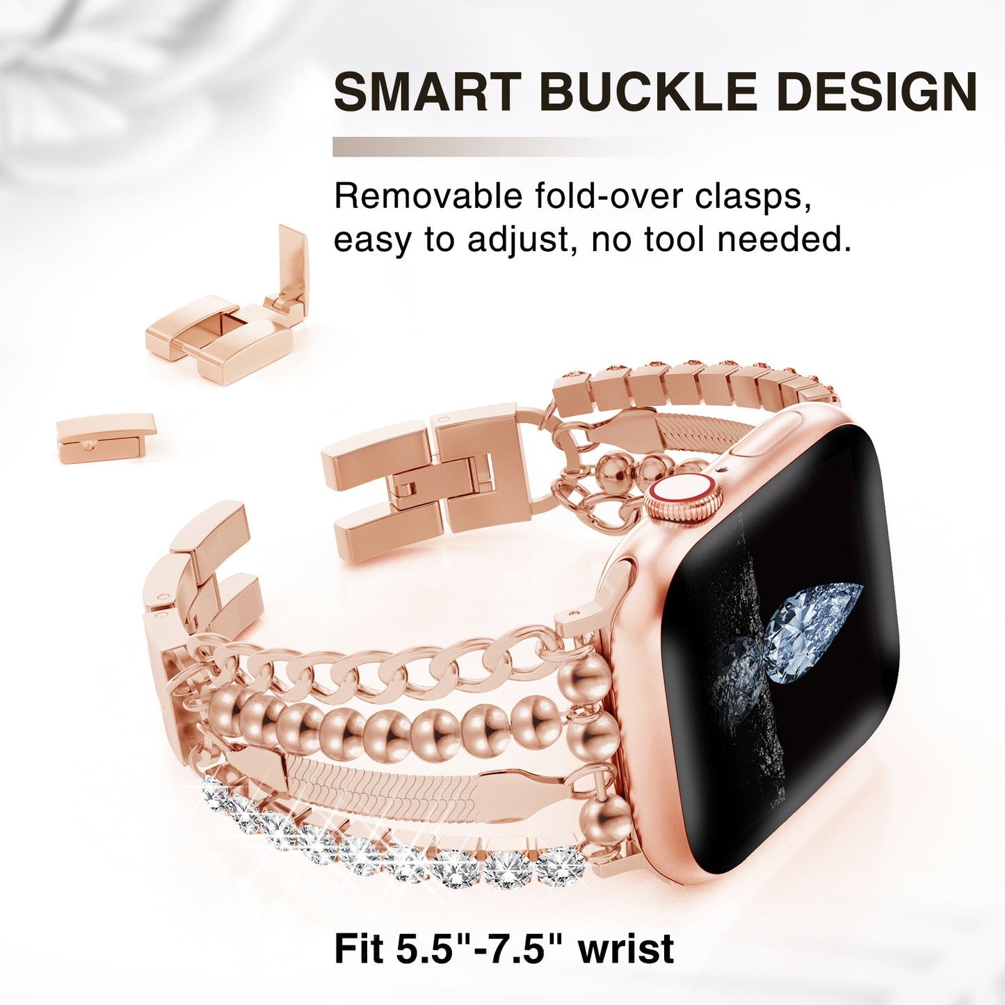 Skimemry Gold Chain Compatible for Apple Watch Band 41mm 40mm 38mm 42mm 44mm 45mm 46mm, Gold Apple Watch Bands for Women Slim Gold Chain Apple Watch Band Series 10 9 8 7 SE 6 5 4 3 Series 2 1