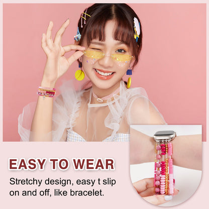 Beaded Watch Band Compatible with Apple Watch Series 1-10 (38/40-42/44-46/49mm)