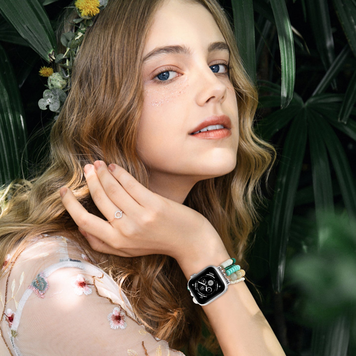 Beaded Watch Band Compatible with Apple Watch Series 1-10 (38/40-42/44-46/49mm)