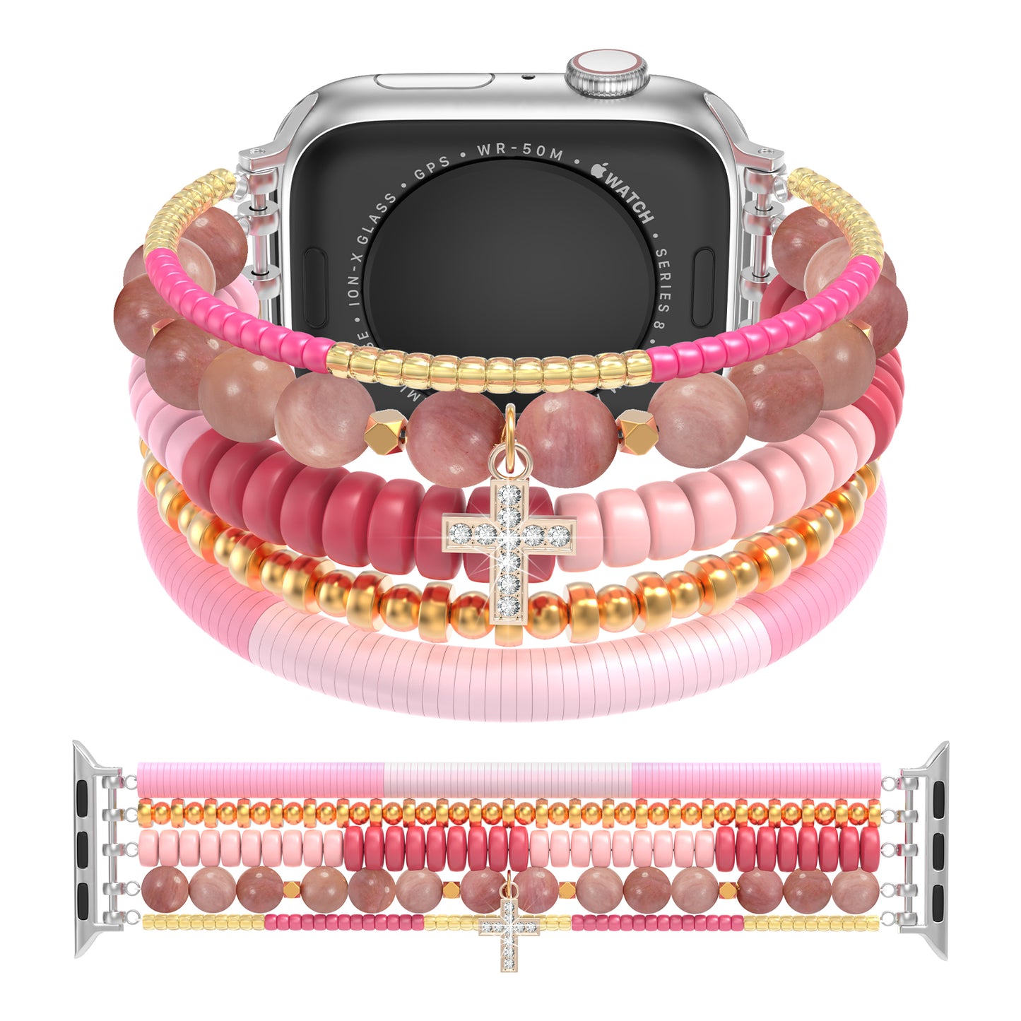 Beaded Watch Band Compatible with Apple Watch Series 1-10 (38/40-42/44-46/49mm)