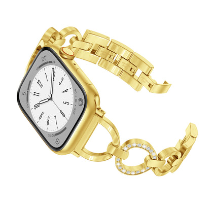 Skimemry D-Shape Gold Stainless Steel Watch Bands Bracelet for Iwatch Series 1-10 (38/40-42/44-46/49mm)