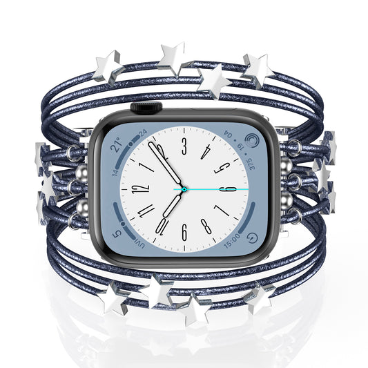 Boho Multilayer Leather Jewelry Wrap Compatible for Apple Watch Series 1-10 SE (38/40-42/44-46/49mm)