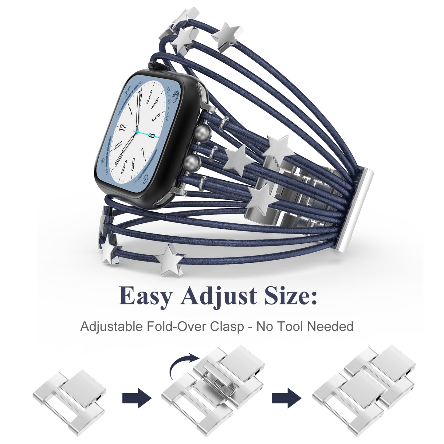 Boho Multilayer Leather Jewelry Wrap Compatible for Apple Watch Series 1-10 SE (38/40-42/44-46/49mm)