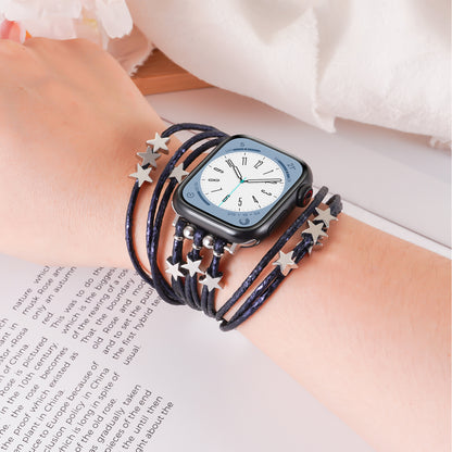 Boho Multilayer Leather Jewelry Wrap Compatible for Apple Watch Series 1-10 SE (38/40-42/44-46/49mm)