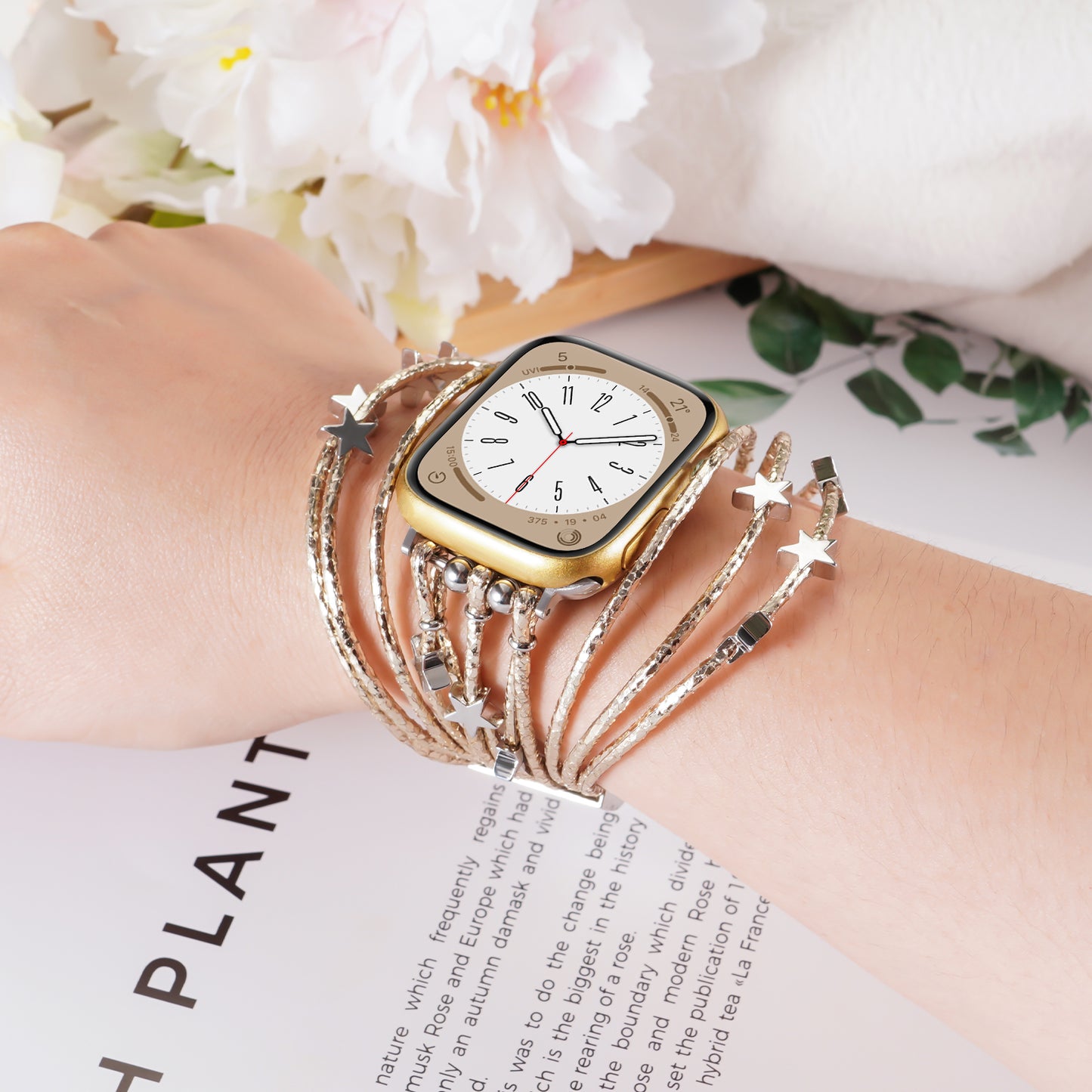 Boho Multilayer Leather Jewelry Wrap Compatible for Apple Watch Series 1-10 SE (38/40-42/44-46/49mm)