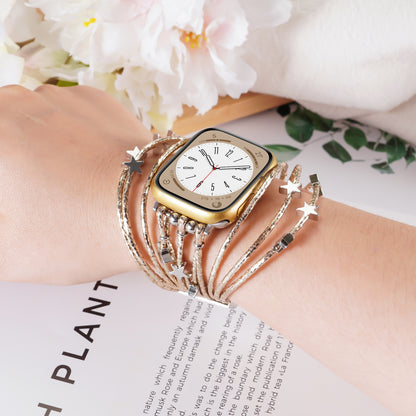 Boho Multilayer Leather Jewelry Wrap Compatible for Apple Watch Series 1-10 SE (38/40-42/44-46/49mm)