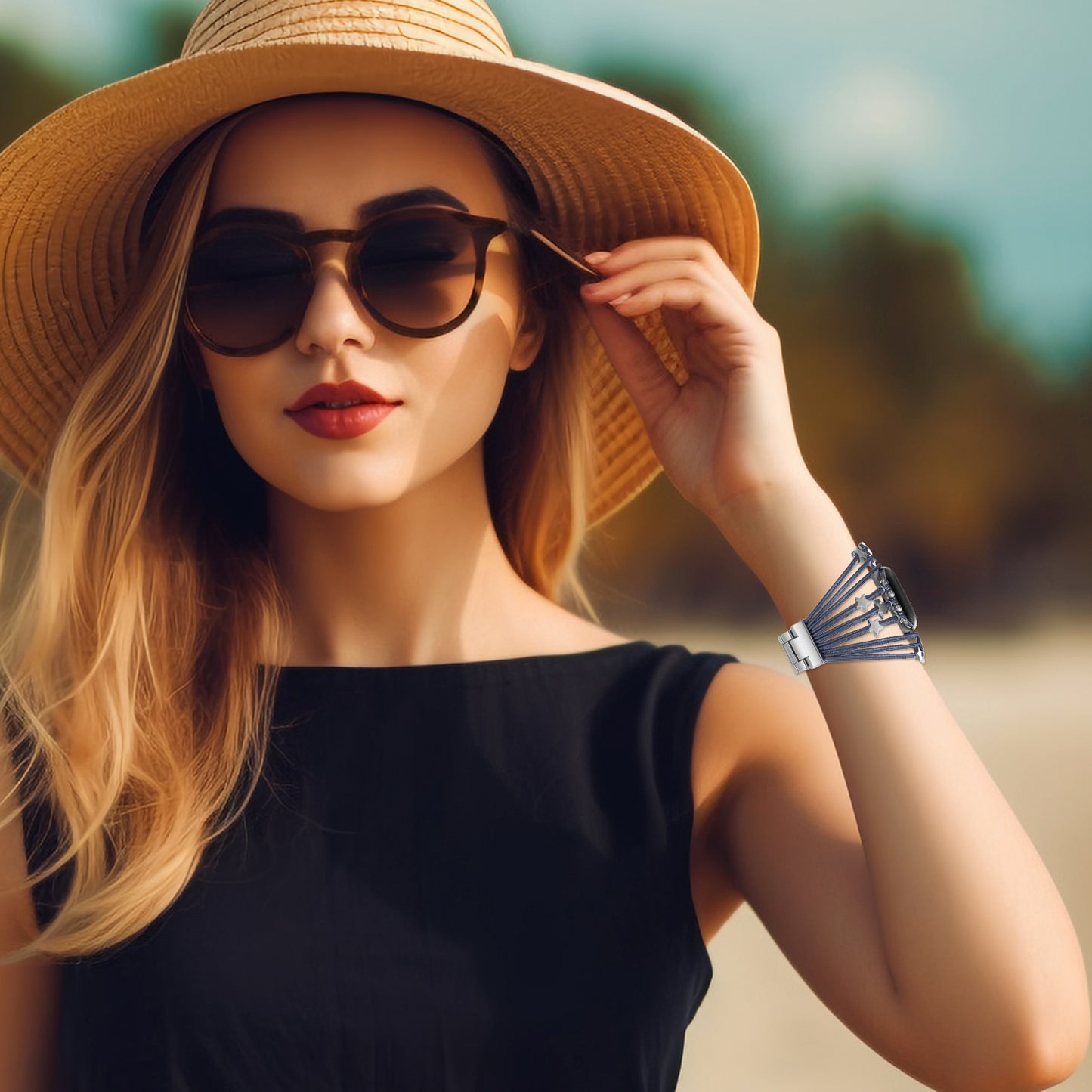 Boho Multilayer Leather Jewelry Wrap Compatible for Apple Watch Series 1-10 SE (38/40-42/44-46/49mm)